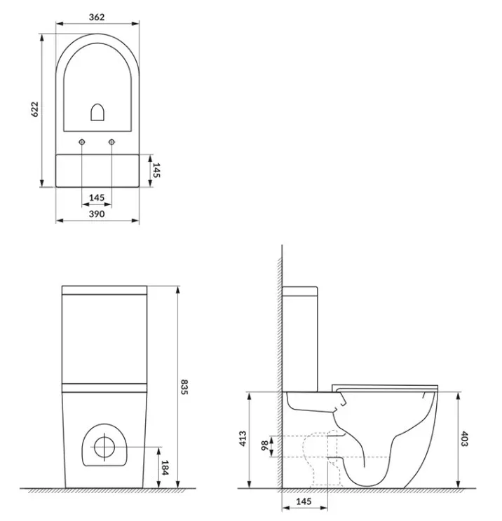 Унітаз-компакт 931 Remo PRO Oval Fbtw 011 3/6 TS DUR SC EO Virtual, Cersanit