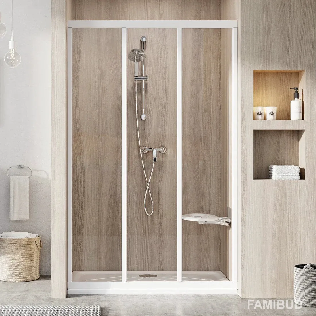 Душові двері трьохелементні ASDP3-110 1980 Transparent White, Ravak
