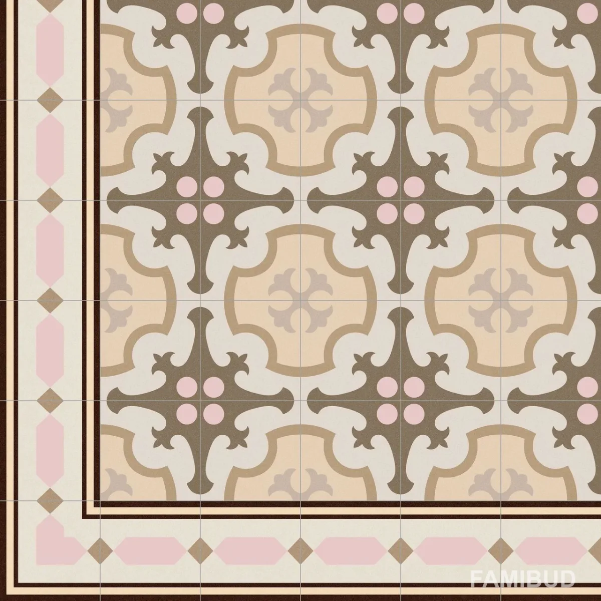 Плитка керамогранітна 1900 Roura-3 Beige декор, 200×200×8, Vives