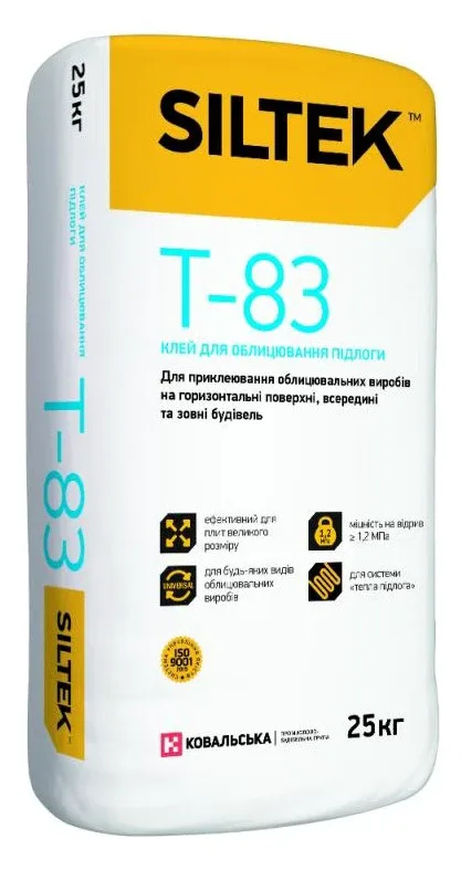 Клей для облицювання підлоги T-83, 25 кг, Siltek