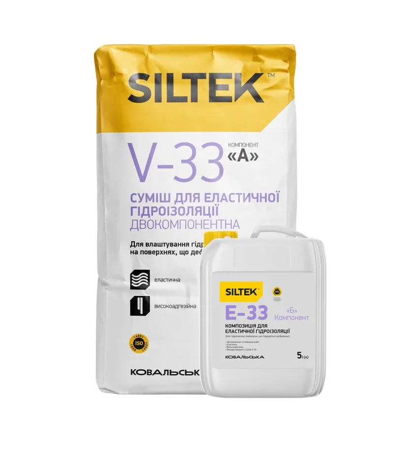 Гідроізоляційна суміш двокомпонентна V-33-E 33,5 л, Siltek