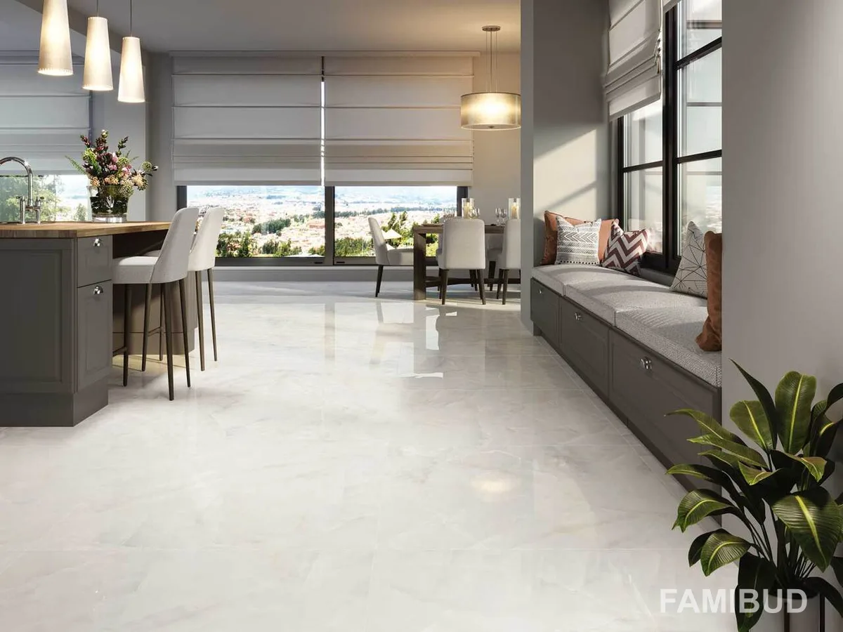 Плитка керамогранітна 1851 Tamesis White Rect Pulido, 980×980, Porcelanite Dos