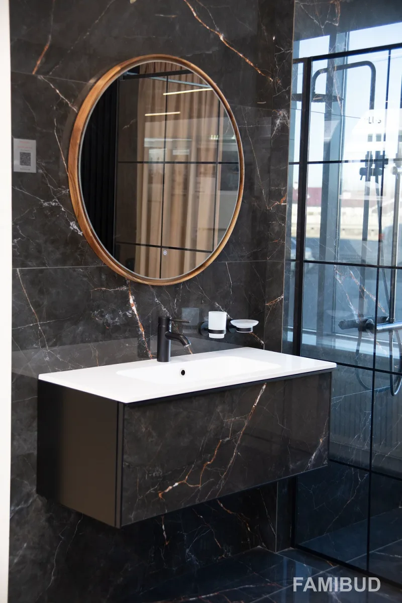 Шафка під умивальник Tile Black 900 Shinestone Black, Air-Line