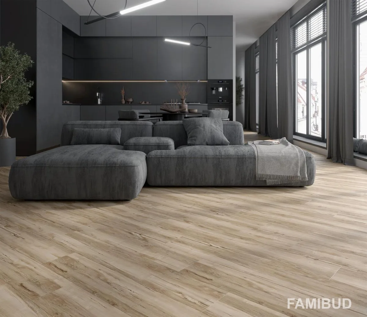 Плитка керамогранітна Artwood, 200×1200, Світло-коричневий, Intercerama