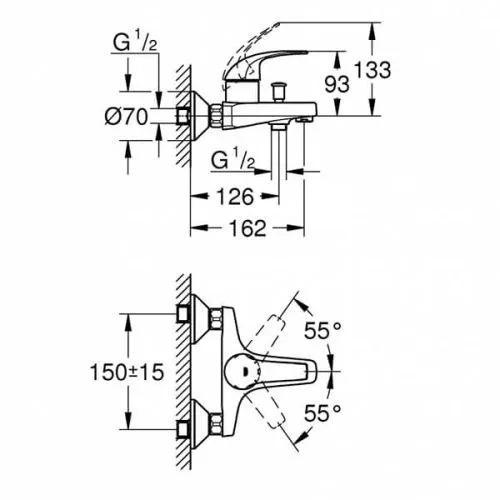 Змішувач для ванни BauCurve, Grohe