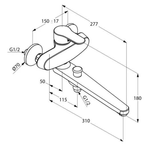 Змішувач для ванни DN 15 Objekta 324910575, Kludi