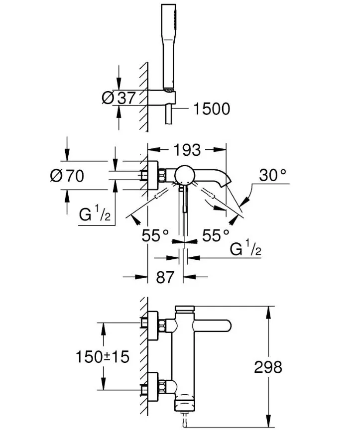 Змішувач для ванни Essence New 33628001, Grohe