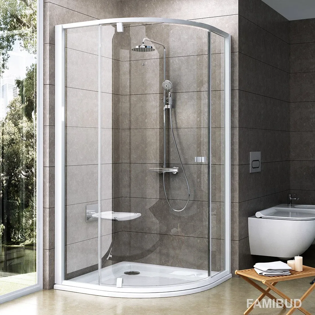 Душова кабіна напівкругла Pivot PSKK3-90 Transparent 37677101Z1, Ravak