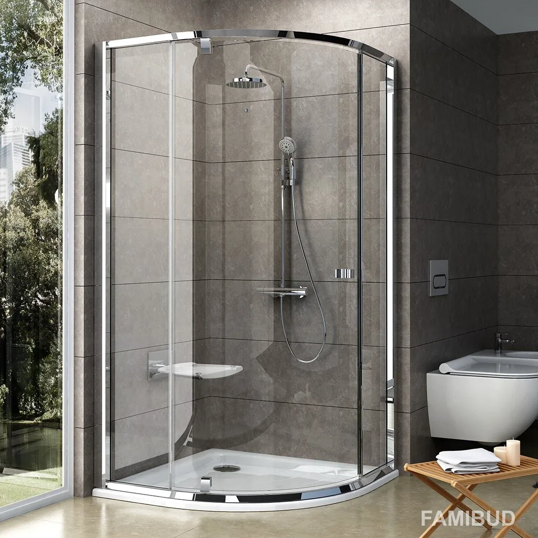 Душова кабіна напівкругла Pivot PSKK3-100 Transparent 376AAC00Z1, Ravak