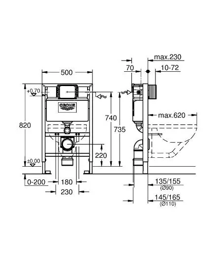 Інсталяція для унітаза 2 в 1 Rapid SL, Grohe