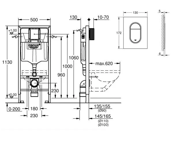 Інсталяція для унітаза 3 в 1 Rapid SL 39504000, Grohe