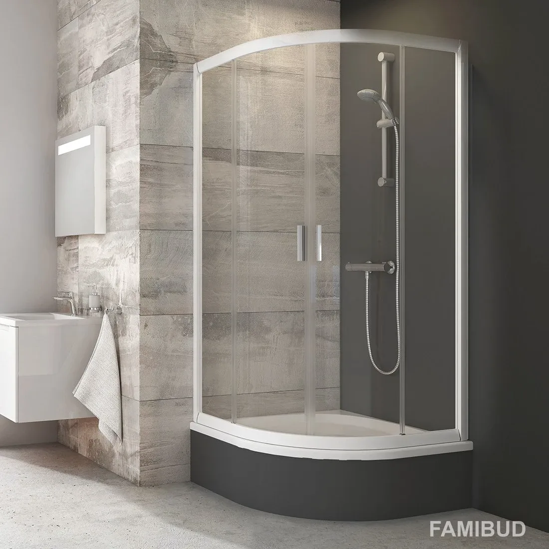Душова кабіна напівкругла BLCP4-90 Sabina Transparent 3B270140Z1, Ravak
