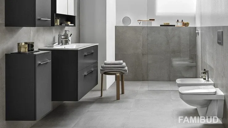 Шафка з умивальником 60 Selnova Square Slim rim Anthracite, Geberit