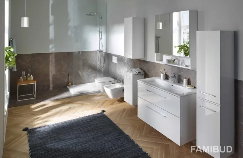 Шафка з умивальником 100 Selnova Square Slim rim, Geberit
