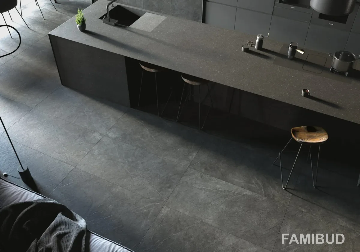 Плитка керамогранітна Pizarra Dark Grey Rect, 600×600×30, Stargres