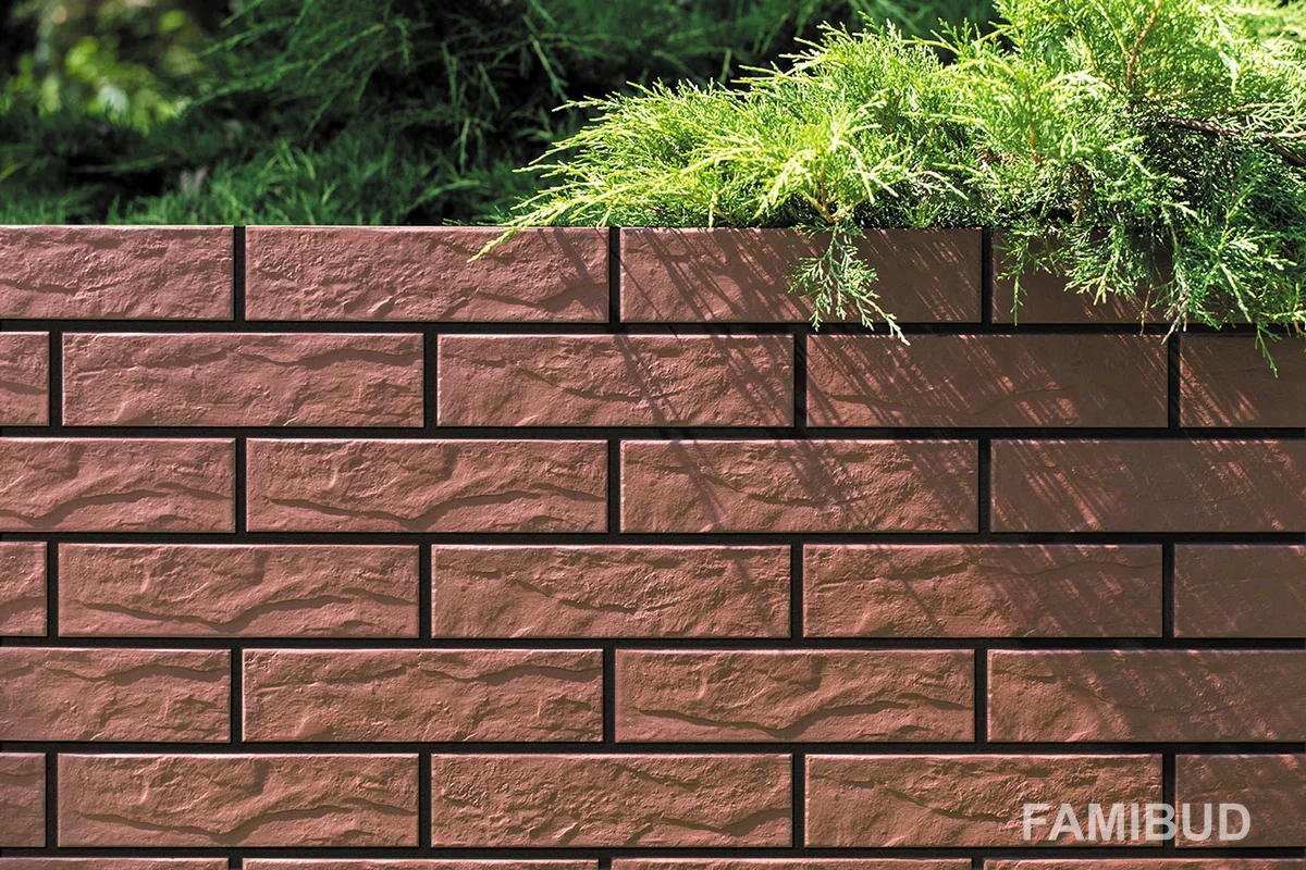 Плитка фасадна Burgund Rustiko, 6,5×24,5×0,65, Cerrad