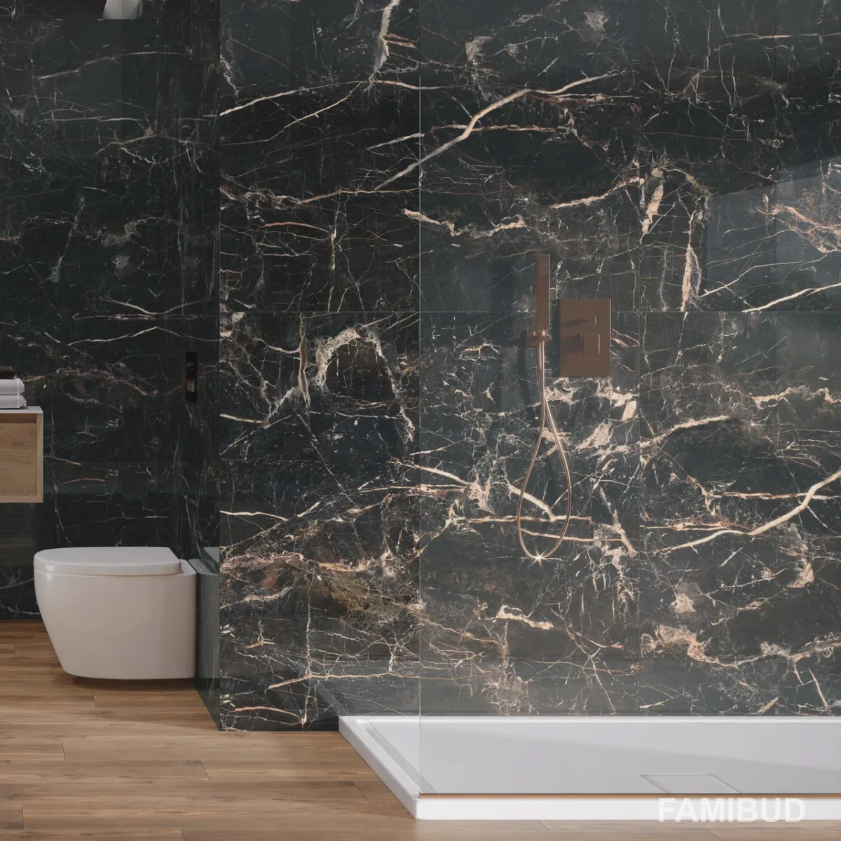 Цоколь Marquina Gold POL, 8×59,7×0,8, Cerrad