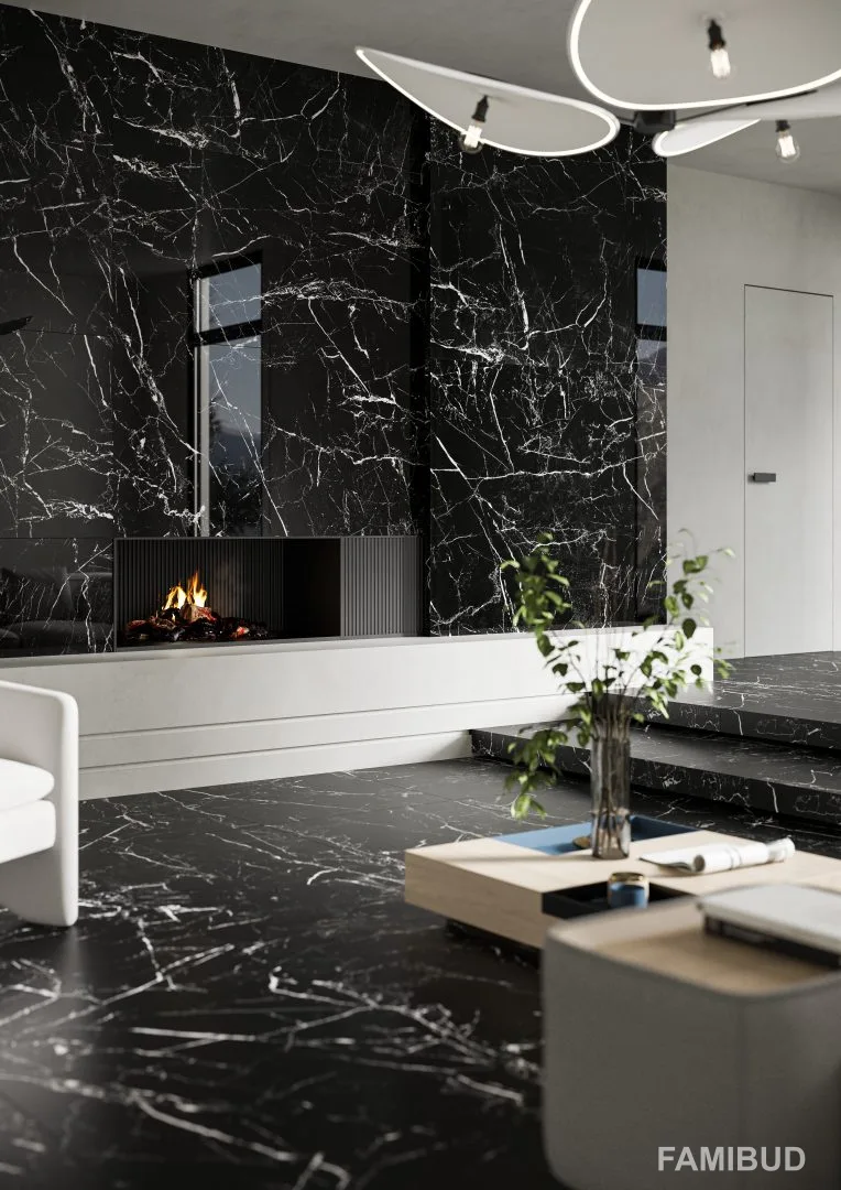 Плитка керамогранітна Marmo Marocco Black Rect, 1197×2797×6, Cerrad