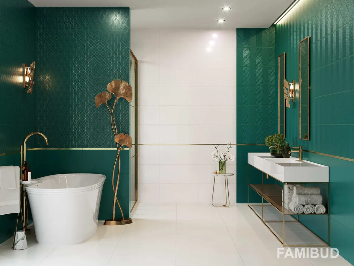 Плитка стінова Green Chevron Rect, 300×600, Ceramika Color