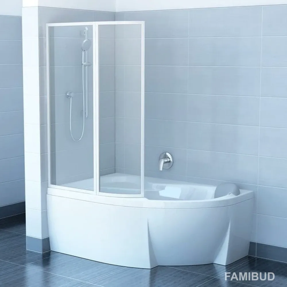 Шторка для ванни двохелементна VSK2 Rosa 160 L Rain, Ravak