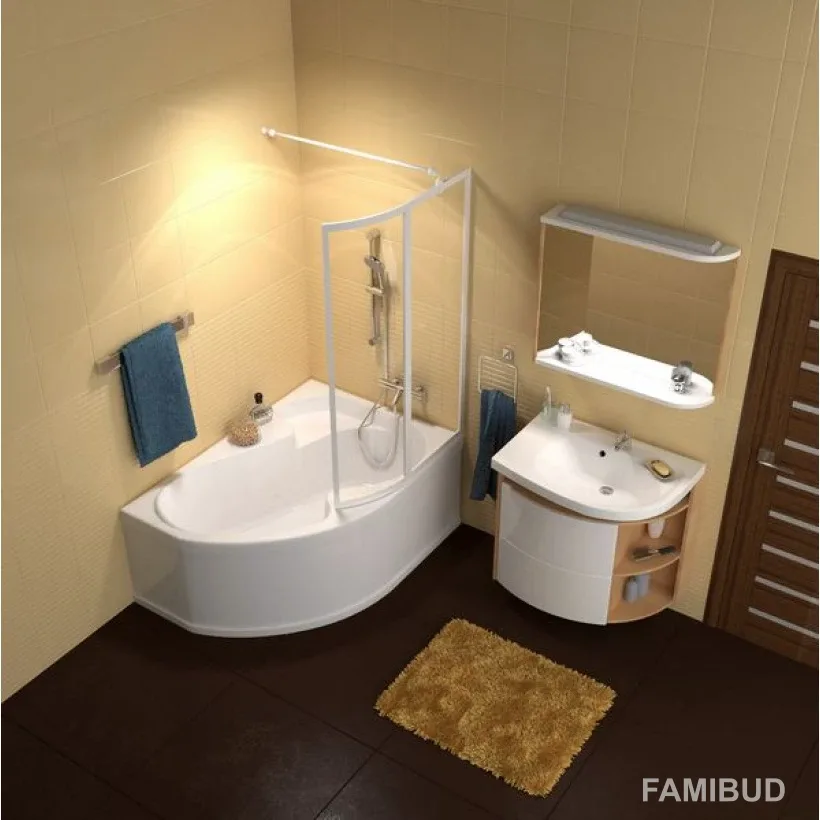 Шторка для ванни двохелементна VSK2 Rosa II 170 R Rain, Ravak