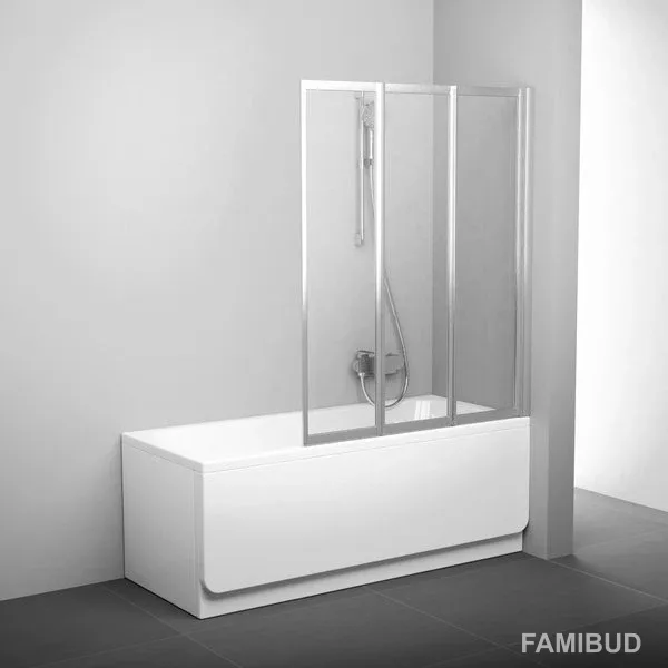 Шторка для ванни трьохелементна VS3 100 Transparent 795P0U00Z1, Ravak