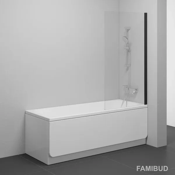 Шторка для ванни нерухома одноелементна NVS1-80 Transparent Black 7O840100Z1, Ravak