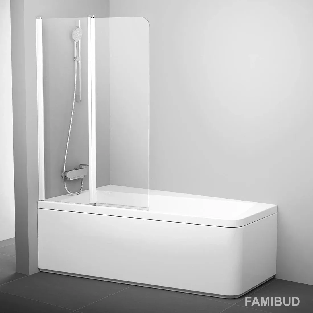 Шторка для ванни двохелементна 10CVS2-100 L Transparent 7QLA0103Z1, Ravak