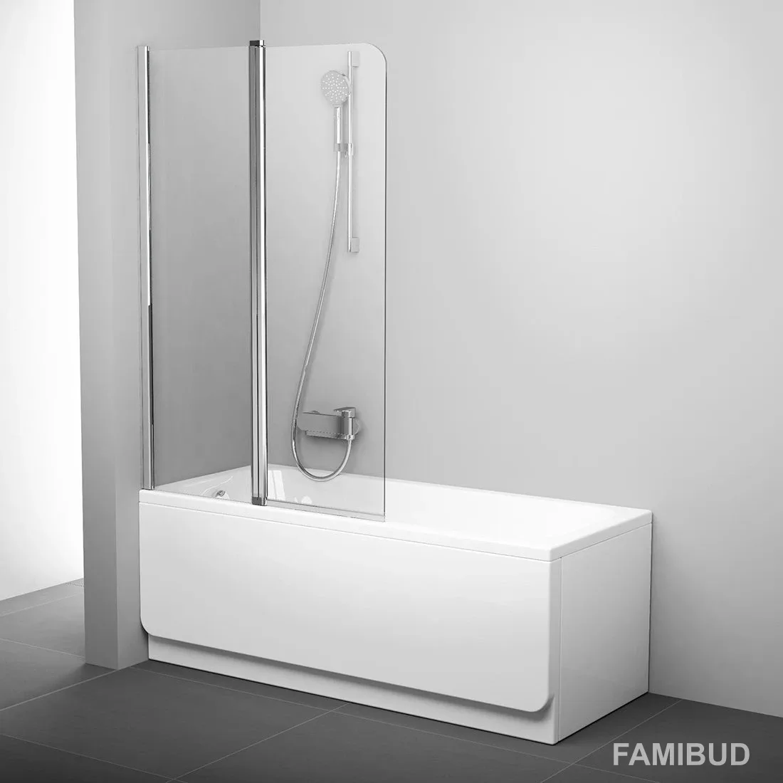 Шторка для ванни двохелементна CVS2-100 L Transparent 7QLA0C00Z1, Ravak