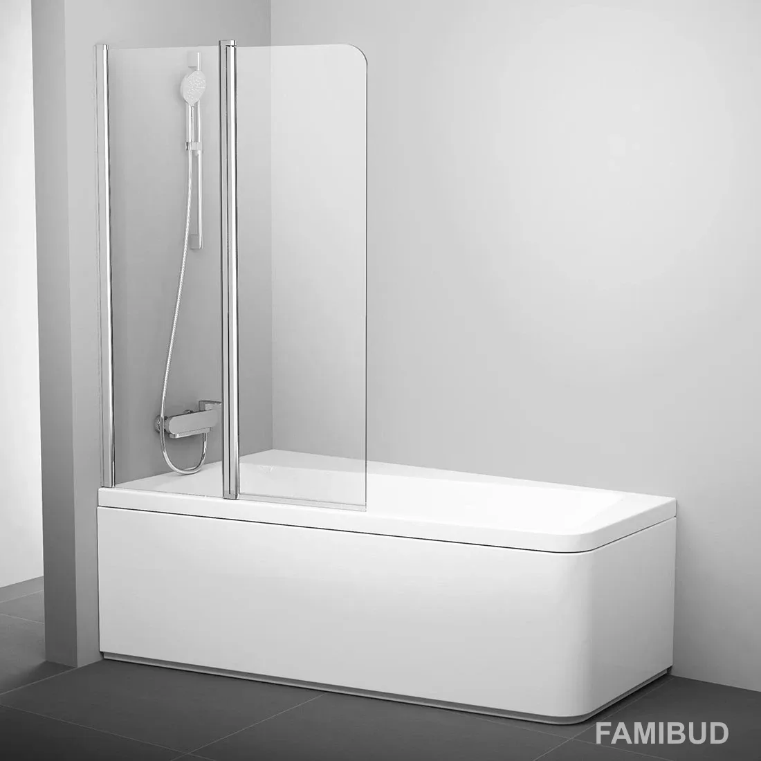 Шторка для ванни двохелементна 10CVS2-100 L Transparent 7QLA0C03Z1, Ravak