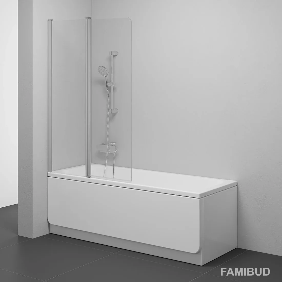Шторка для ванни двохелементна CVS2-100 L Transparent 7QLA0U00Z1, Ravak