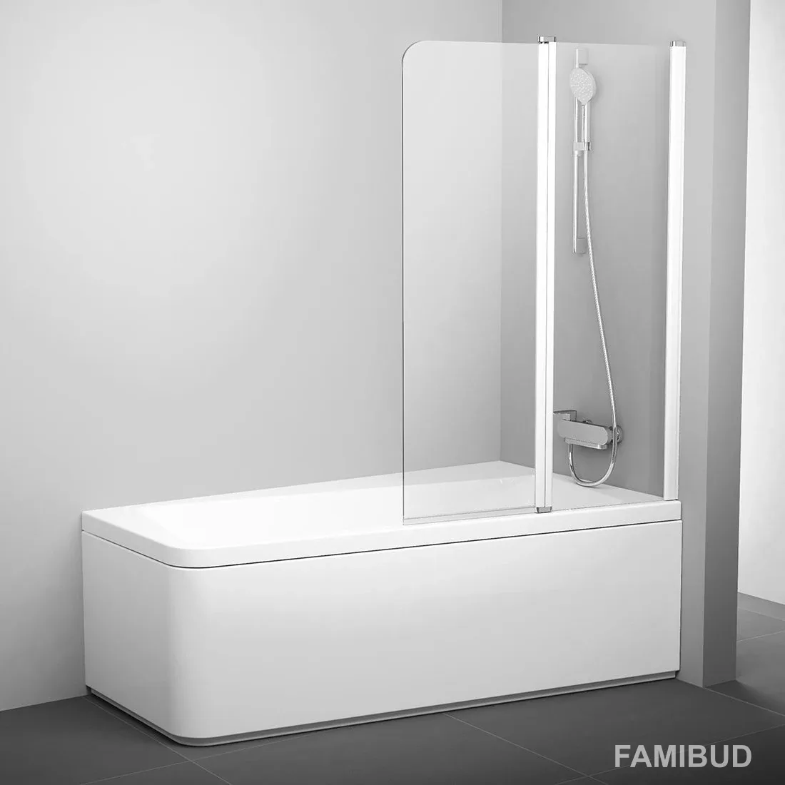 Шторка для ванни двохелементна 10CVS2-100 R Transparent 7QRA0103Z1, Ravak