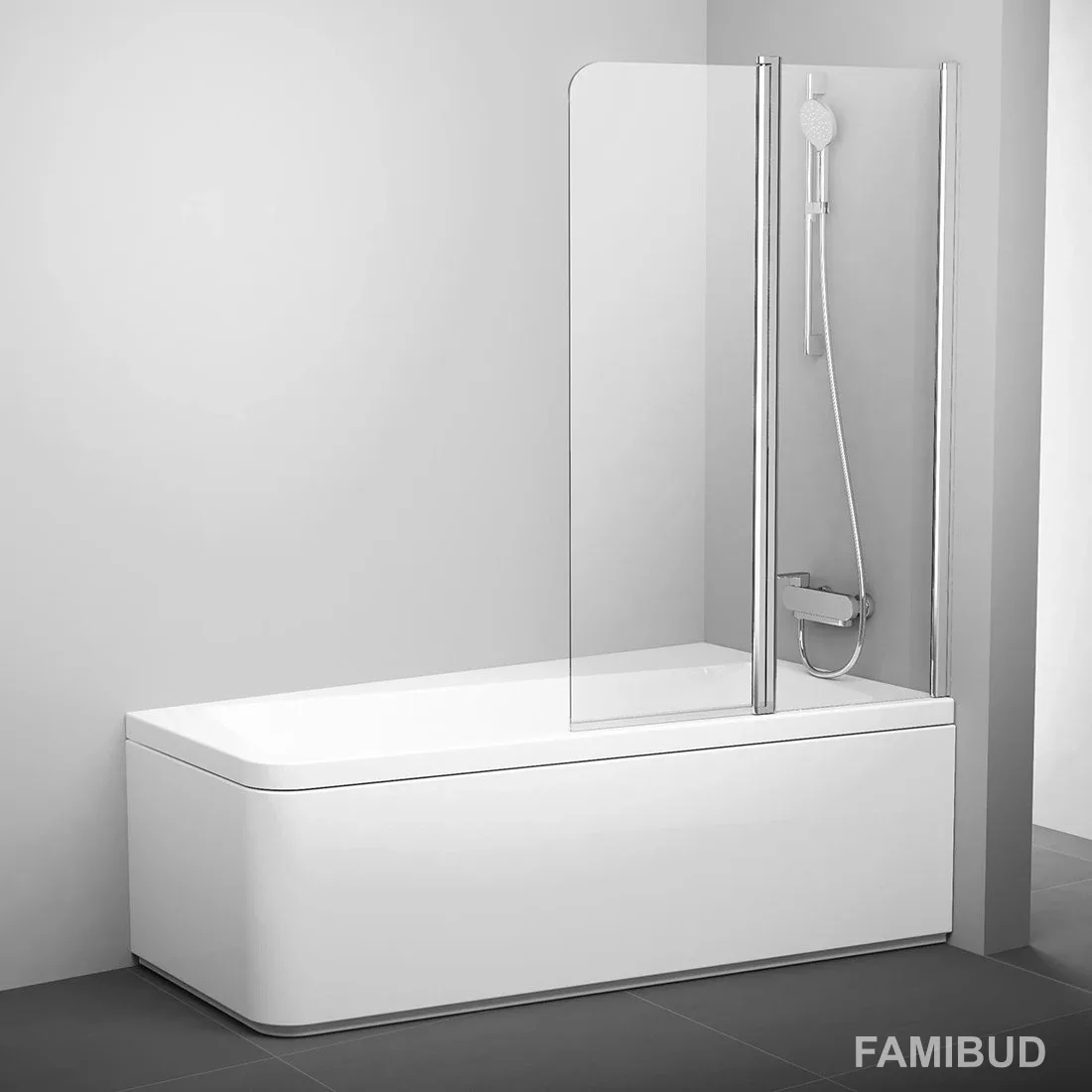 Шторка для ванни двохелементна 10CVS2-100 R Transparent 7QRA0C03Z1, Ravak