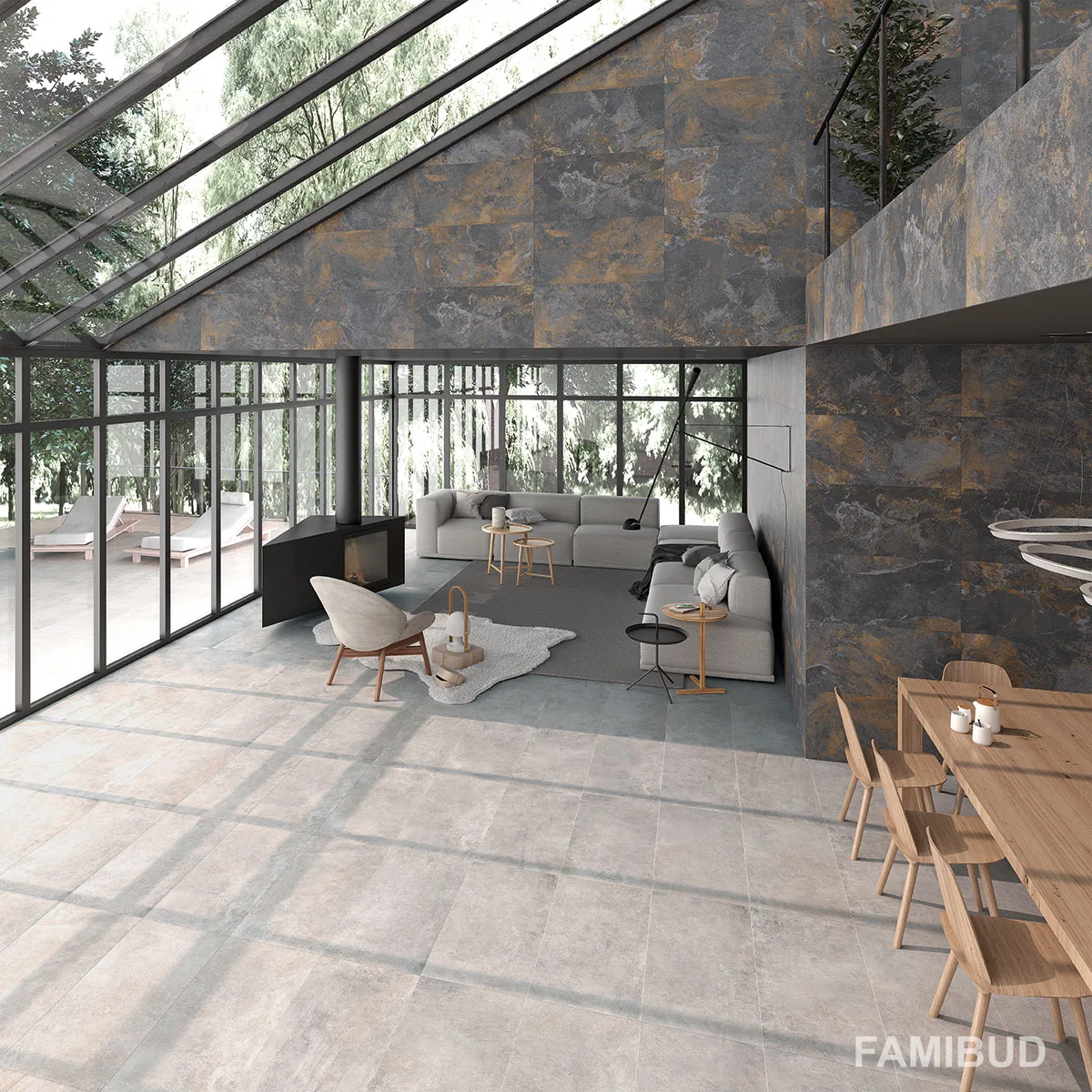 Плитка керамогранітна Lithos Rauk-R Sand Rect, 443×893×10, Arcana Ceramica