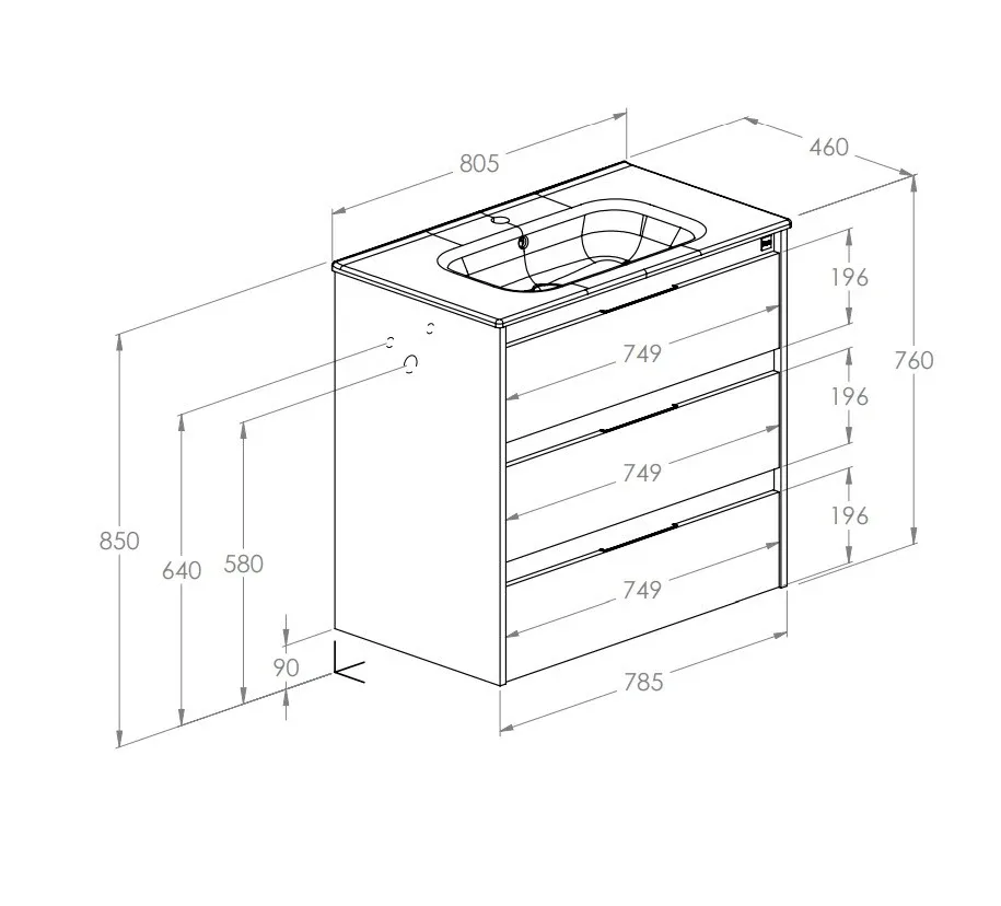 Шафка з умивальником Alpine Unik 800 A852017464, Бежевий, Roca