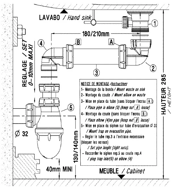 Сифон для умивальника Space safing, Roca