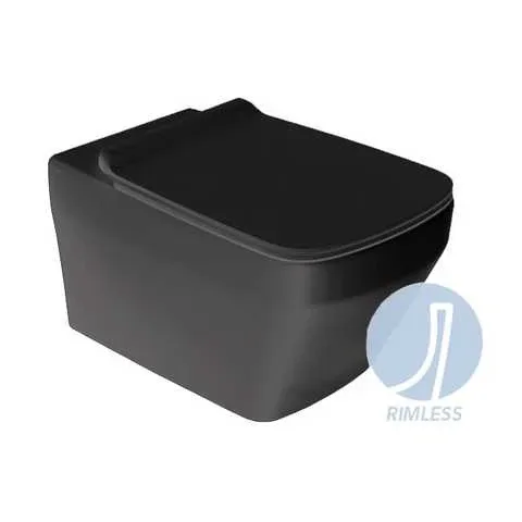 Унітаз підвісний Baden Baden BB 18 з кришкою soft-close Nero matt, Simas