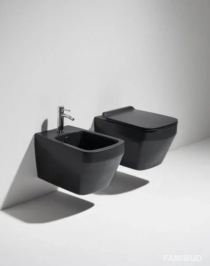 Унітаз підвісний Baden Baden BB 18 з кришкою soft-close Nero matt, Simas