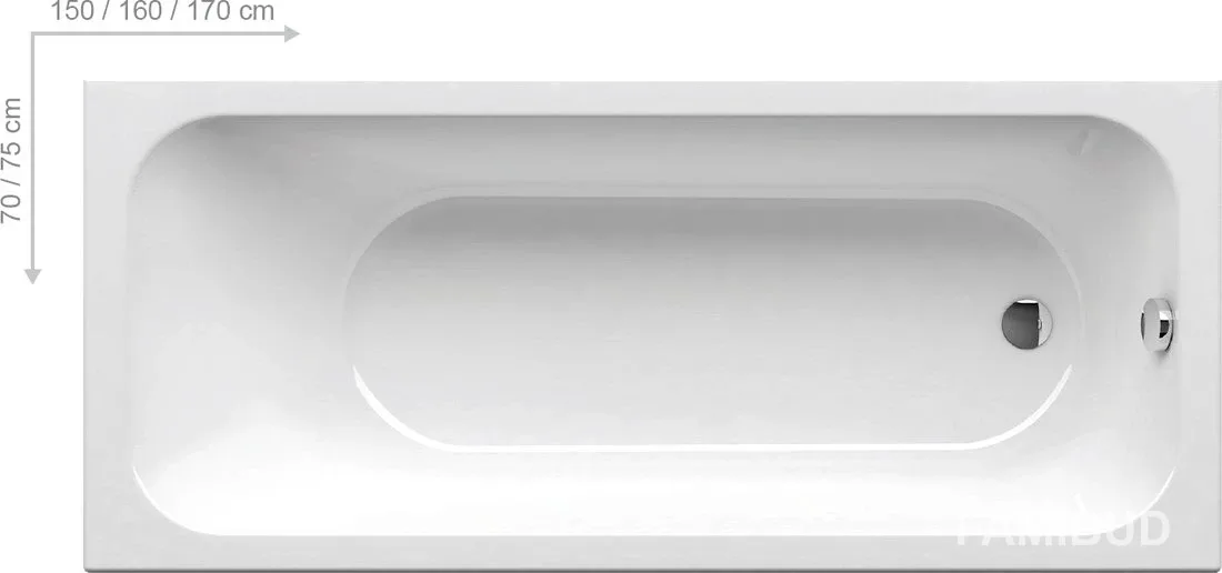 Ванна прямокутна Chrome Slim, 160×70, Ravak