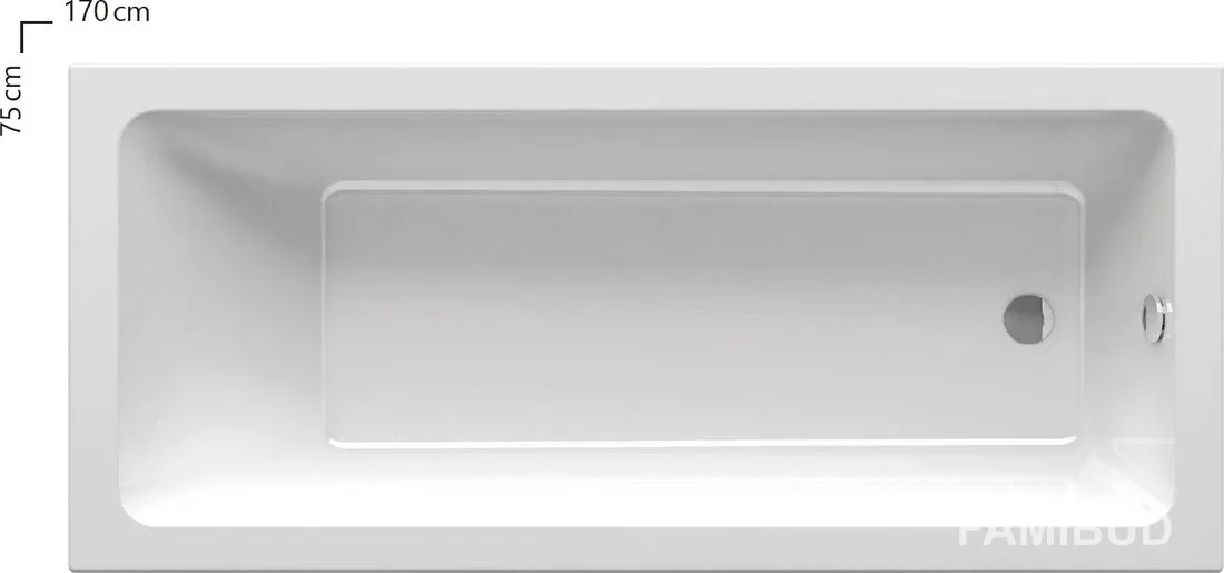 Ванна прямокутна 10°, 170×75, Ravak