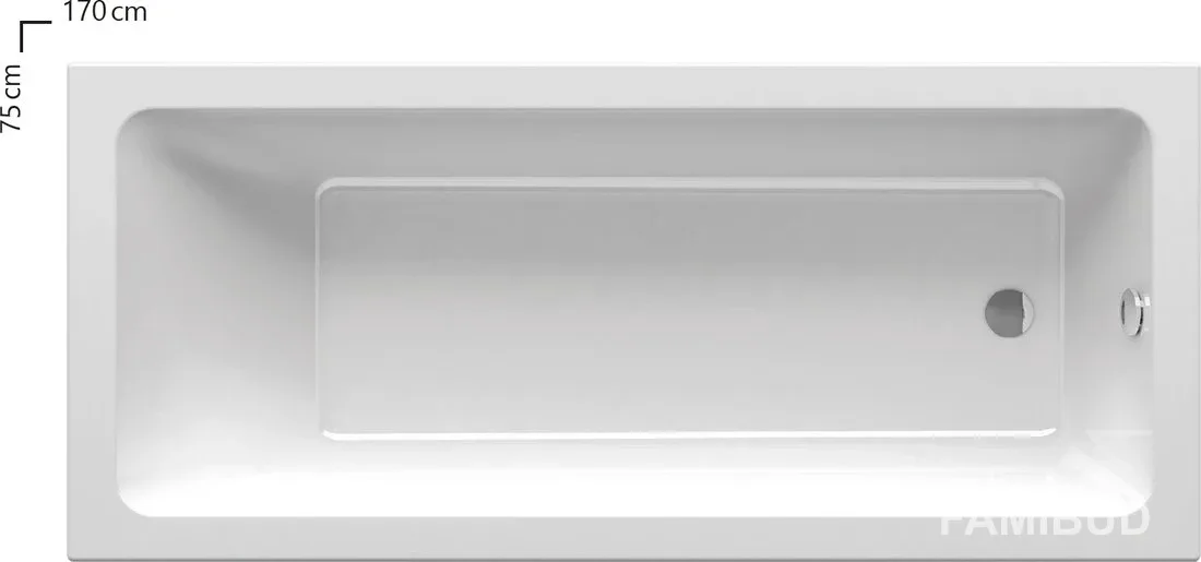 Ванна прямокутна 10° Slim, 170×75, Ravak