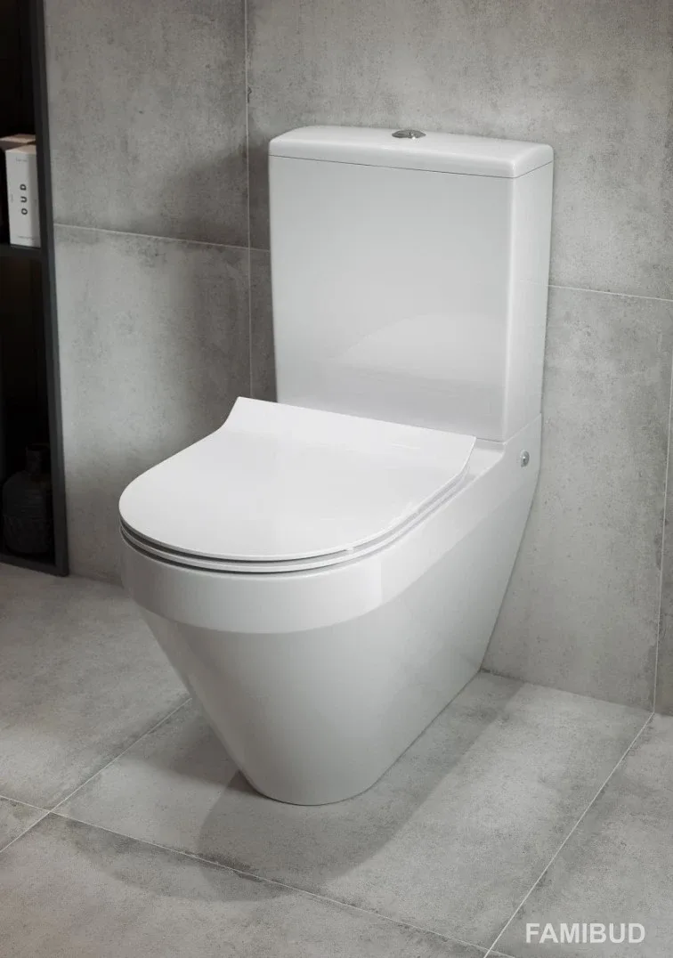 Унітаз підлоговий Crea Oval CleanOn з кришкою Slim дюропласт soft close, Cersanit