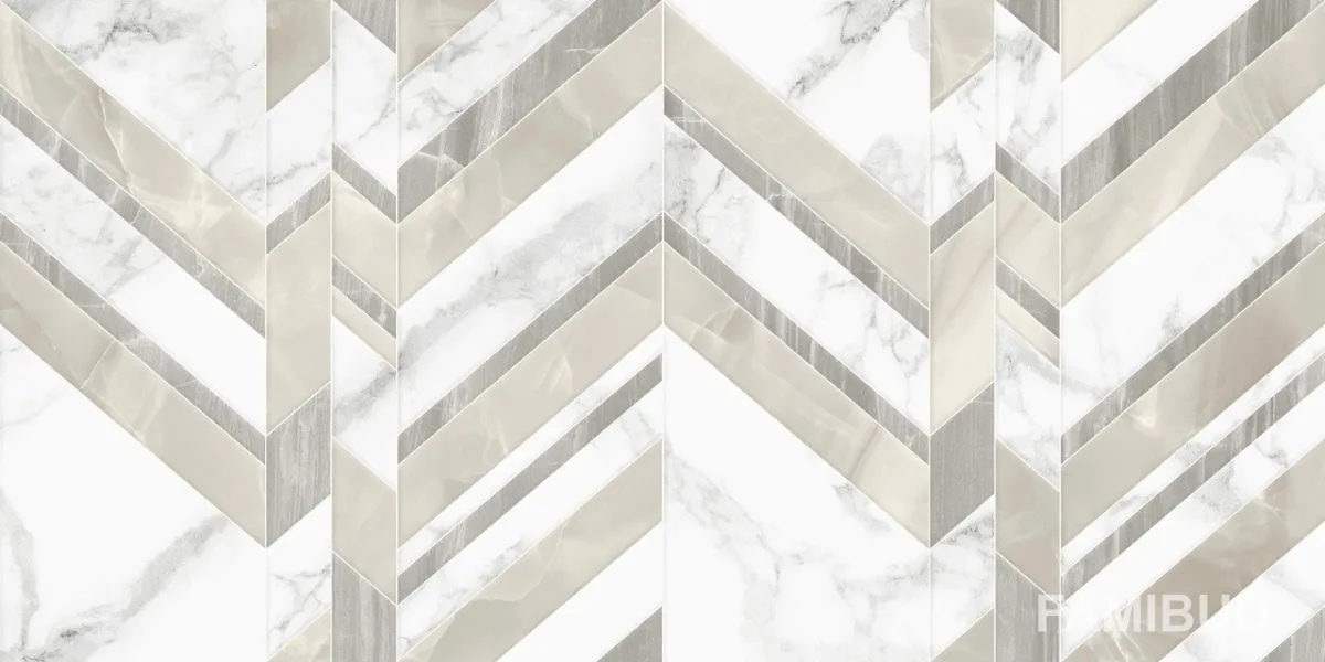 Плитка стінова Marmo Bianco шеврон, 300×600×9, Golden Tile