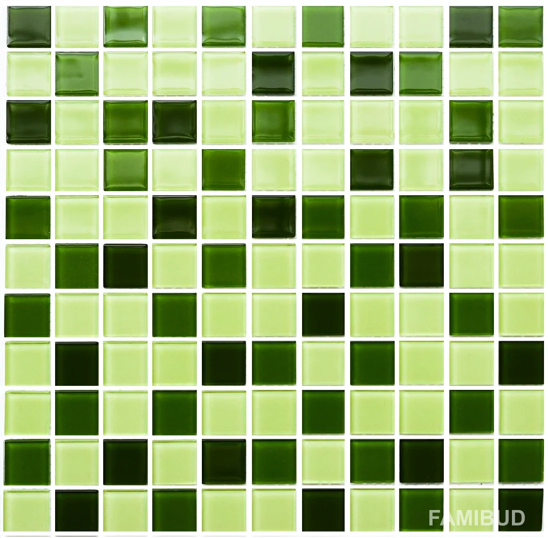 Мозаїка GM 4029 C3 green d green m green w 25×25 Кераміка Лео Україна, 300×300×4, Котто Кераміка