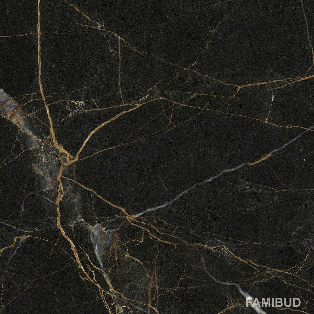 Плитка керамогранітна Marmo Perlanera Rect, 600×600×8, Чорний, Golden Tile