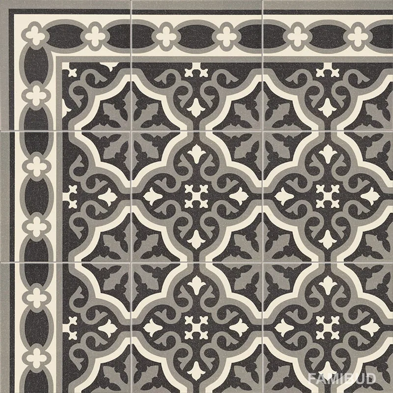 Плитка керамогранітна Florentine Black Cenefa, 200×200×9, Mainzu