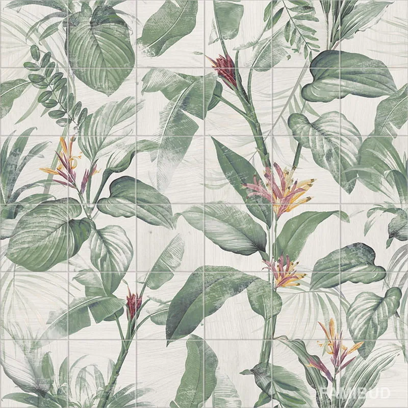 Декор Mural Spring Leaves Green 36, 200×200, Mainzu