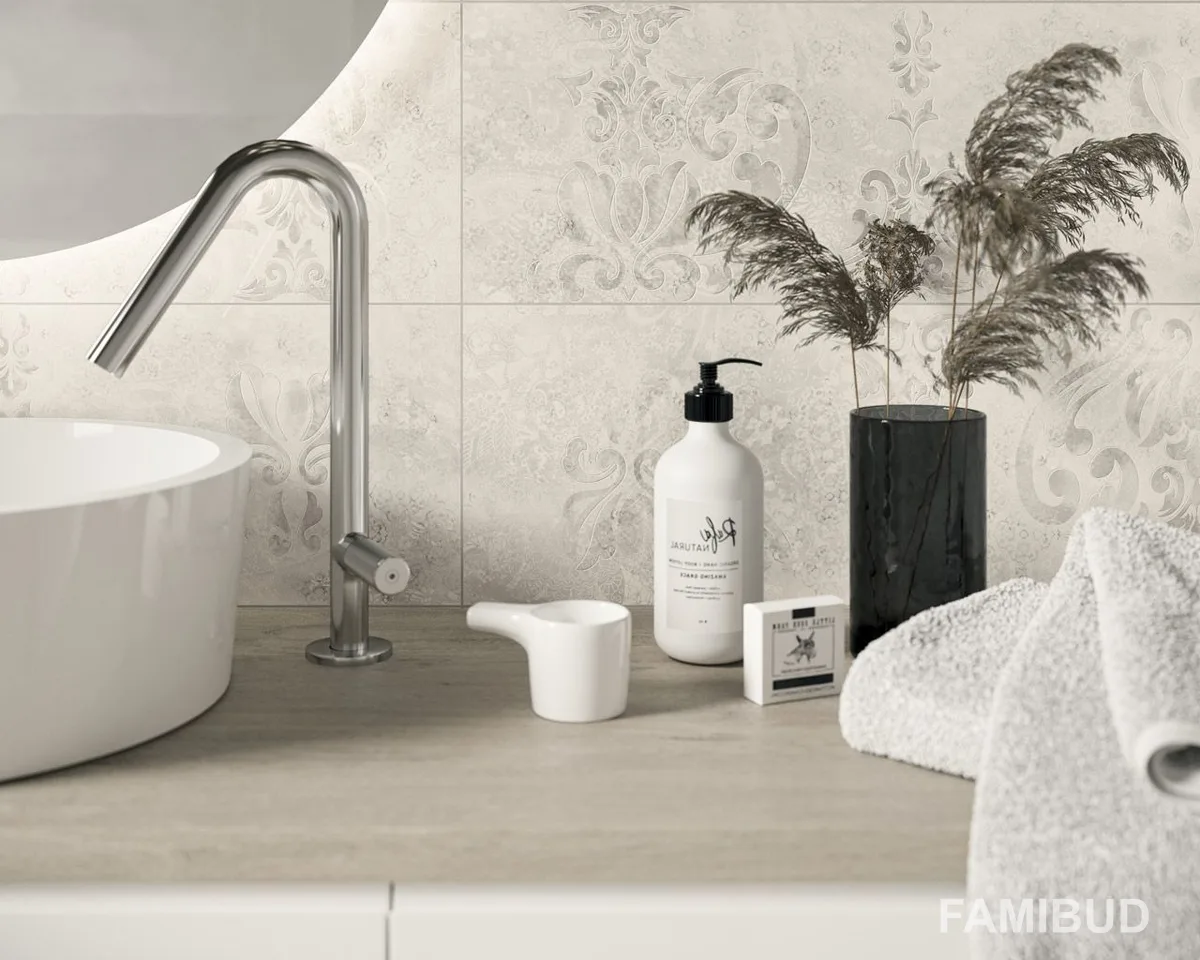 Плитка стінова Silence Silver Carpet Dekor Rect, 250×750×9, Paradyz