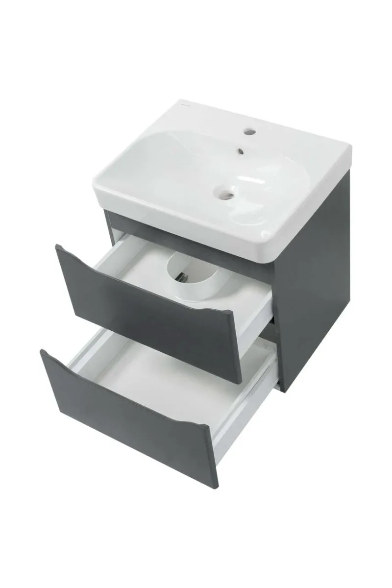 Шафка з умивальником 60 Smile Square Grey matt SM-60 ПС+500.229.01.1, Air-Line