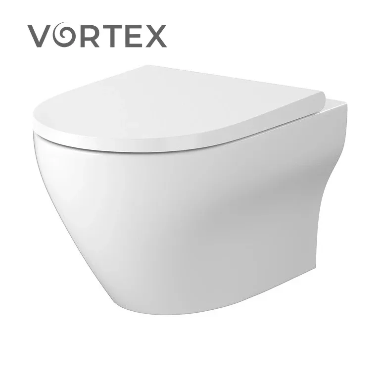 Унітаз підвісний із турбозмивом Larga Pro Vortex з кришкою Slim дюропласт, Cersanit